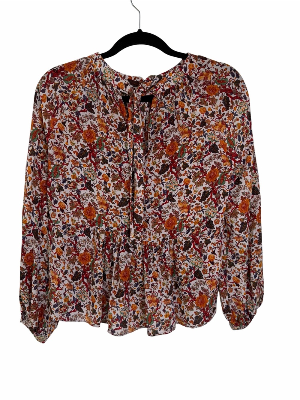Madewell x Karen Walker 100% Silk Top Floral red orange Blouse - Picture 2 of 16
